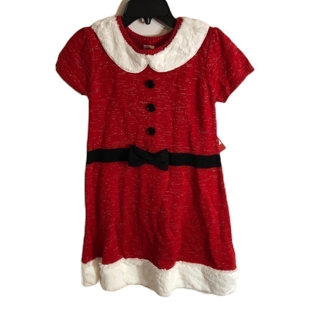 Holiday Time Santa Claus Dress NWT Large 10 12 Red White Black Christmas